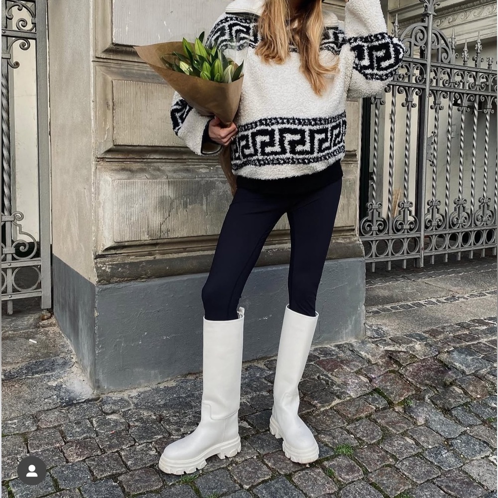 White Genuine Leather Boots